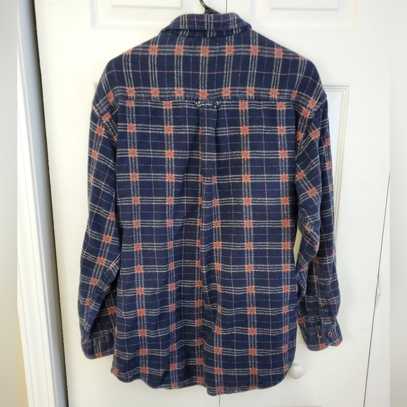 Men's Flyshacker Clothing Co 100% Cotton Blue & Red Plaid Flannel Shirt - Picture 8 of 13